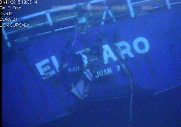 Stern of the El Faro wreck. Photo courtesy NTSB