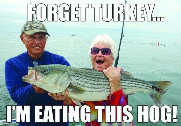 Thanksgiving rockfish, anyone? The original photo was sent to us by Vista Lady Charters.