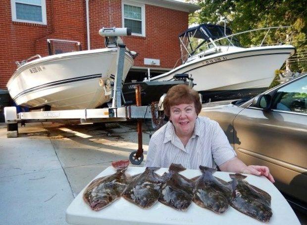 On Bluefish Rock, Ruth (pictured) and Mac McCormick caught flounder, spot, croaker, bluefish, porgy, oyster toads and sharks. Photo courtesy of Ruth and Mac McCormick