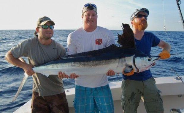 Joe Mack, Nate Moore and Sean McCarthy with a nice White Marlin caught off Ocean City, MD in July. Photo courtesy of Nate Moore.