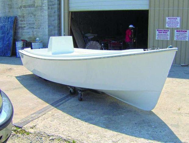 A Shore Built 18 completed and ready to be fitted out at Elzey Boat Works in Cambridge, MD.