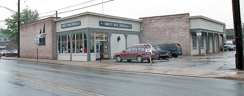 The old Fawcett building at 110 Compromise Street, now the new home of Chesapeake Whalertowne, Oasis Marinas, Annapolis Boat Shows, and a restaurant coming soon. 