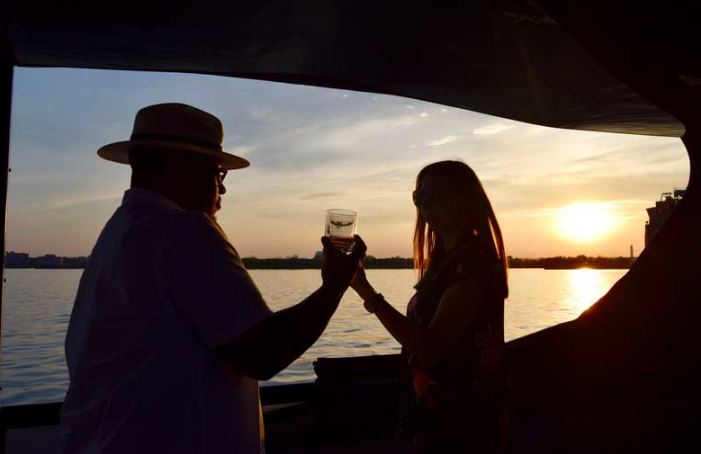After touring the disillery, head out on the water for a whiskey cocktail at sunset. Photos courtesy Baltimore Water Taxi
