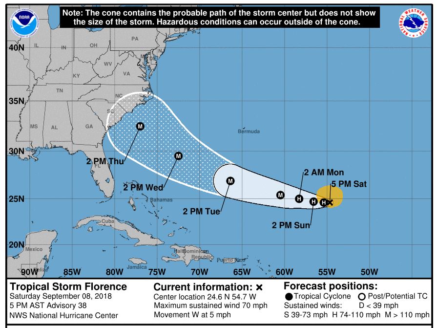 Virginia could possibly see flooding, high winds, and potential storm surge. Courtesy NOAA