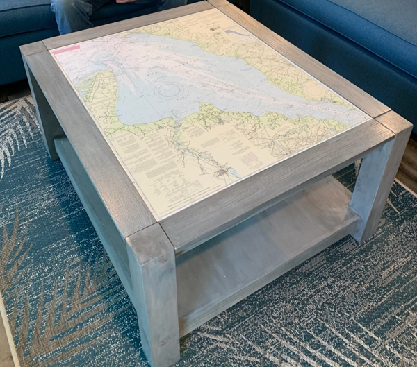 nautical art chart coffee table 