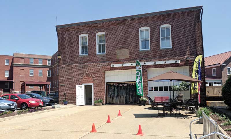 The firehouse turned coffeeshop at Fort Monroe.