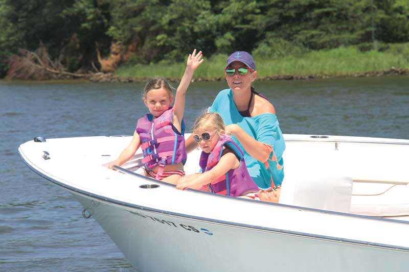 Emmy and Caroline enjoy their new boat.