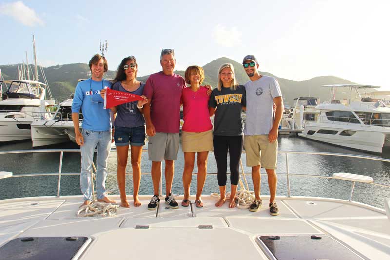 A family relishes in the British Virgin Islands' secluded harbors and untamed shores on a power catamaran charter with MarineMax Vacations.