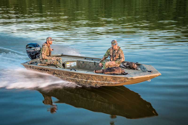 The Tracker Grizzly 1548 T Sportsman is a waterfowling machine that can be easily modified for crabbing and fishing as well.