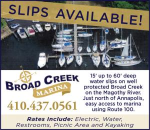 Broad Creek Marina located in Pasadena, MD on the Magothy River has deep water slips available