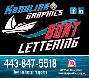 Transom, port, and starboard boat names and graphics.