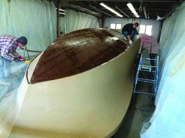 The plug for the new Composite Offshore 32 takes shape at Composite Yacht in Trappe, MD.