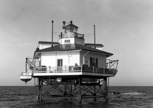 Holland Island Bar Light, 1955. Photo courtesy of the USCG
