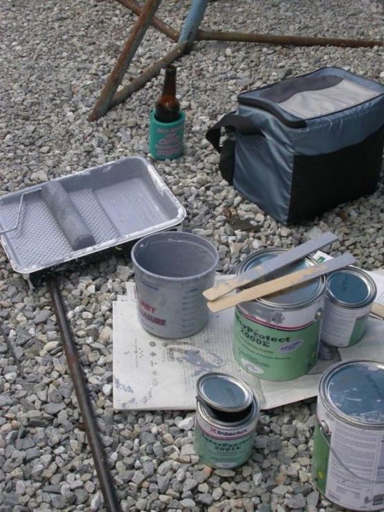Note the beer and cooler, very helpful items for fitting out your boat in spring. Photo by Ruth Christie