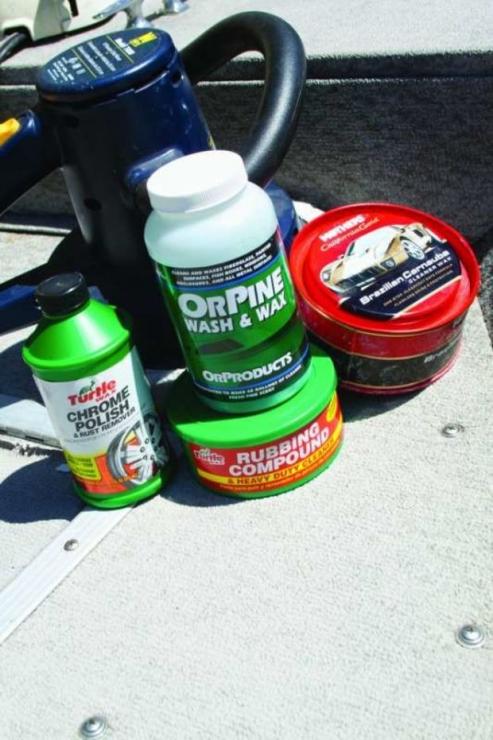 Heavier cleaning will require more aggressive products. The buffer is a big help when waxing your boat.