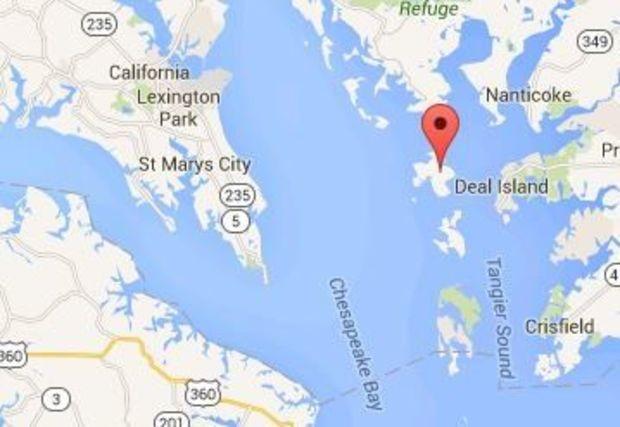Bloodsworth Island, marked by the red icon, in the lower Chesapeake Bay. Bloodsworth Island, marked by the red icon, in the lower Chesapeake Bay.