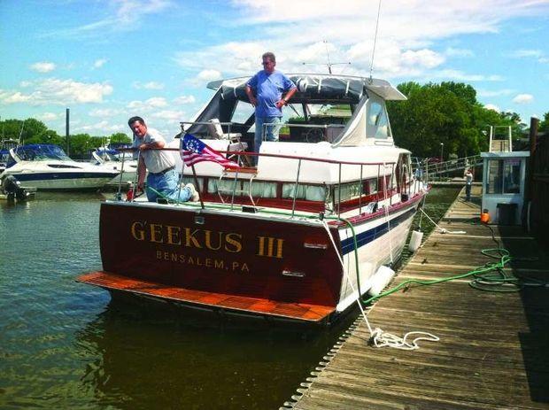 GEEKUS lll, a 38-foot Chris-Craft Corinthian restored at Classic Restoration and Supply in Philadelphia, PA.