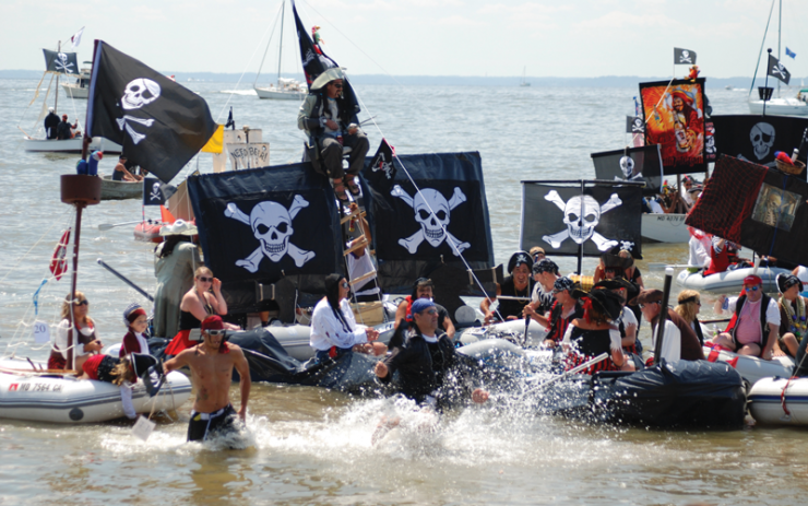 Dinghies come ashore at Rock Hall's Pirates and Wenches Fantasy Weekend. Photo by Bernadette Van Pelt