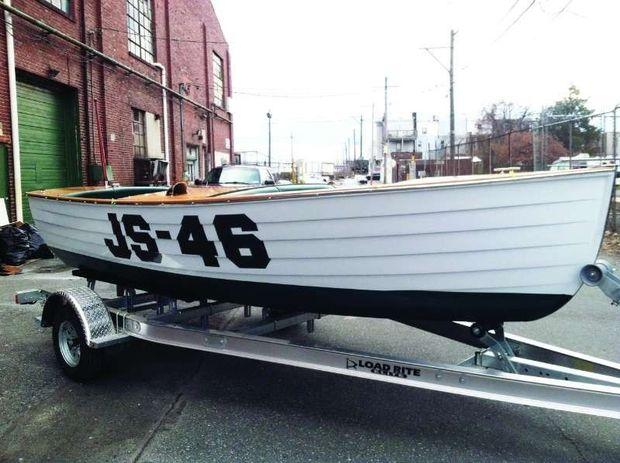 A 26-foot runabout in for a new engine at Classic Restoration and Supply in Philadelphia, PA.