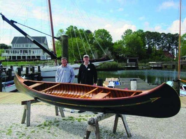 This 1925 Kennebec canoe was a winter project of the Patuxent Small Craft Guild in Solomons, MD. Shown here are PSCG members Tony Pettit and Brian Forsyth.