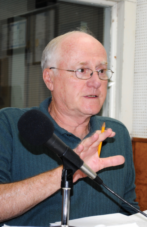 Rick works to enunciate his words better and quit saying "um" as often as instructed by WNAV DJ Terry Alley. Rick works to enunciate his words better and quit saying "um" as often as instructed by WNAV DJ Terry Alley.