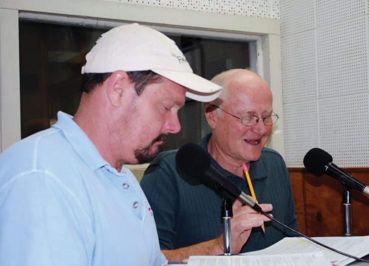 Co-host Scott Anderson and Rick swap news bits during the show. Rick encourages his guests to interrupt anytime, as chatter works well in radio. Co-host Scott Anderson and Rick swap news bits during the show. Rick encourages his guests to interrupt anytime, as chatter works well in radio.