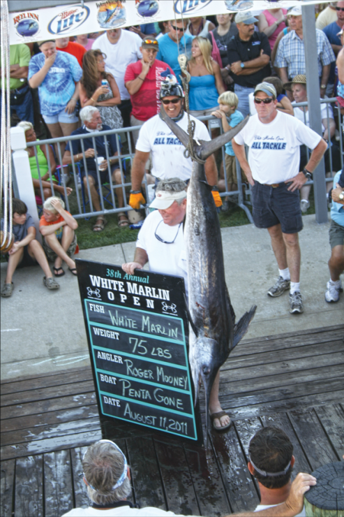 Our angler, Roger Mooney, with the third place white marlin.
