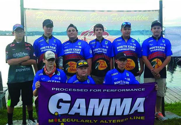 North East High School's Bassmasters: (Back row) Steven Snyder, Will Gramer, Tyler Ritchie, Paul Simpson, Kyle Oaks, and Nick Naggie; (front) Brian Brochu, Matt Brochu, and Garrett Geiger. Photo courtesy of Ernie Miller