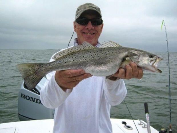 Tim Campbell with a nice speckled trout. Photo courtesy of Tim Campbell