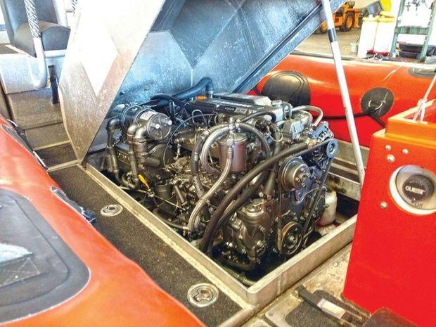 The newly completed conversion of a U.S. Coast Guard Cutter Boat to a 4LHA Yanmar diesel replacing the original Volvo at Willard Marine in Virginia Beach, VA.