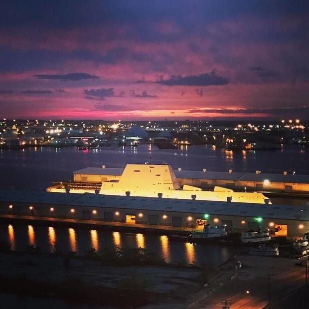 The USS Zumwalt, when it showed up in Baltimore in early October. The USS Zumwalt, when it showed up in Baltimore in early October.