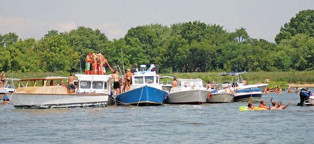 Sandy Beach Day in Sparrows Point always draws a large crowd ready to raft up.