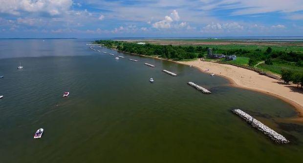 Hart Miller Island as captured by drone. Courtesy Sam Casale Photography