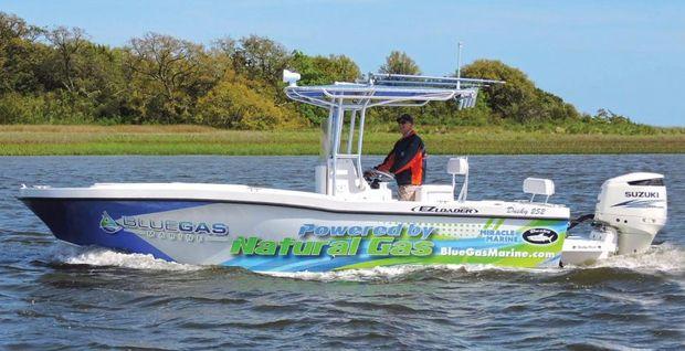 Blue Gas Marine builds fuel systems that can convert any of the major brand gasoline outboards to run on natural gas.