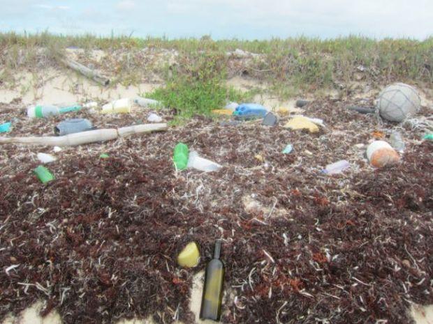 In his explorations for bottles, Clint was awakened to the sheer volume of plastic pollution on our beaches. Photo courtesy Message in a Bottle Hunter In his explorations for bottles, Clint was awakened to the sheer volume of plastic pollution on our beaches. Photo courtesy Message in a Bottle Hunter