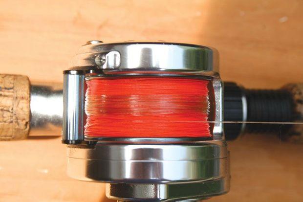 Fifty-pound shock leader on a Tsunami Hybrid reel with 30-pound braid. Fifty-pound shock leader on a Tsunami Hybrid reel with 30-pound braid.