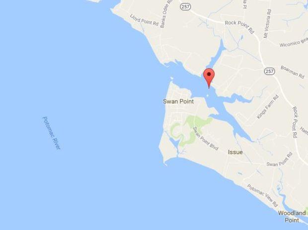 The anglers were fishing on Middletown Branch (indicated by red icon) in Charles County when they were fired upon. Photo courtesy Google Maps The anglers were fishing on Middletown Branch (indicated by red icon) in Charles County when they were fired upon. Photo courtesy Google Maps