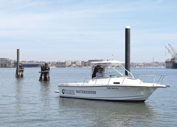 Baltimore Harbor Waterkeeper in action. Photo by Katherine Jones