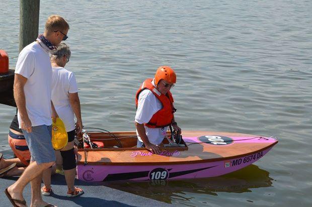 John Wilmot in his boat the Pink Lady.