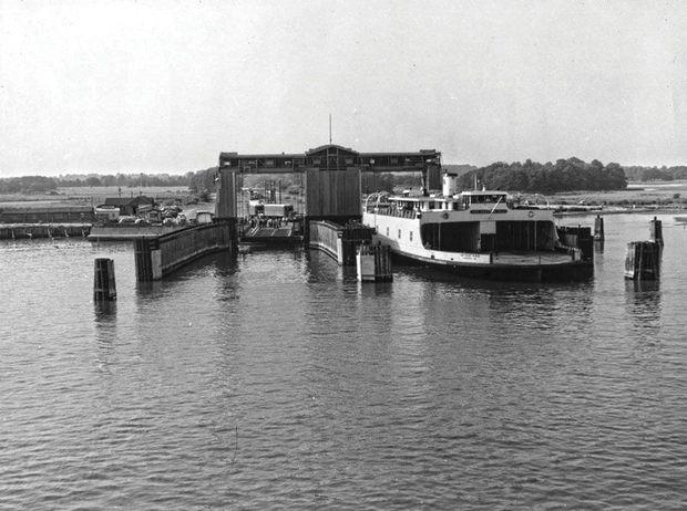 The Sandy Point Ferry terminal which opened in 1937. Photo courtesy of B. Frank Sherman Collection, Chesapeake Bay Maritime Museum