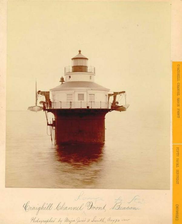 Craighill Channel Lower Range Front Light in August of 1885. Photo by Major Jared A. Smith/courtesy U.S. Coast Guard Craighill Channel Lower Range Front Light in August of 1885. Photo by Major Jared A. Smith/courtesy U.S. Coast Guard