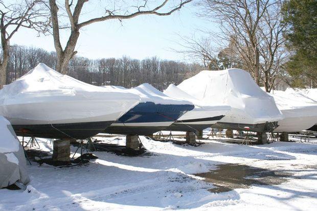 Make sure to have your boat covered with custom canvas or shrink wrap.