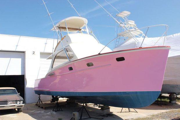 Timid Tuna, a rebuilt and modified 1955 Rybovich awaiting final tweaks in front of the shop in Mayo, MD. Photo by Rick Franke Timid Tuna, a rebuilt and modified 1955 Rybovich awaiting final tweaks in front of the shop in Mayo, MD. Photo by Rick Franke