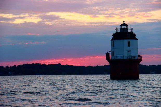 Baltimore Harbor Light is just north of the Bay Bridge.