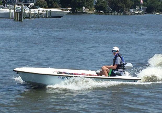 The first boat tested was a 14-foot bonefish skiff. The first boat tested was a 14-foot bonefish skiff.