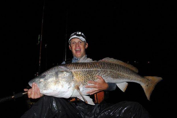 Ric Burnley with a red drum caught in the lower Chesapeake Bay.