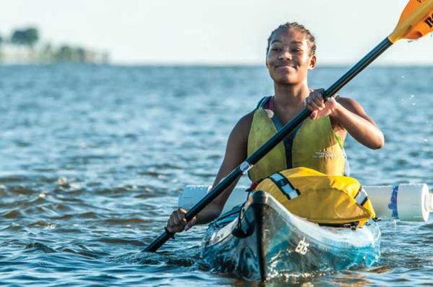 Paddling on the Nanticoke River on an Outward Bound trip. Photo by Peter Turcik/ Chesapeake Conservancy