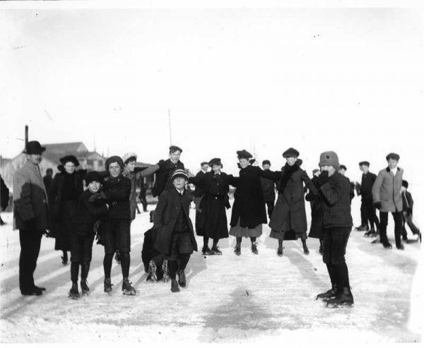Ice-skating fun in St. Michaels Harbor, early 1900s. Photo by Thomas Sewell, courtesy of Chesapeake Bay Maritime Museum Ice-skating fun in St. Michaels Harbor, early 1900s. Photo by Thomas Sewell, courtesy of Chesapeake Bay Maritime Museum