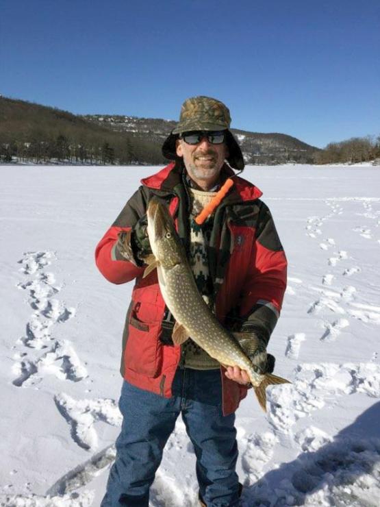 FishTalk Magazine Angler in Chief Lenny Rudow enjoyed some ice fishing success at Deep Creek Lake in January.