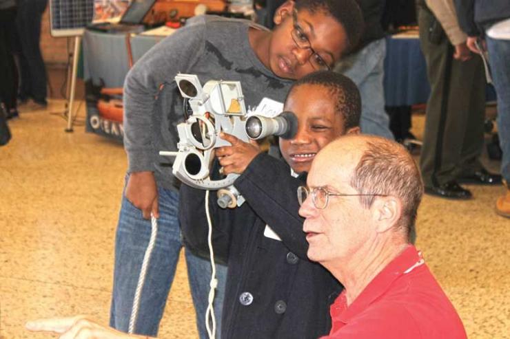Students can try their hand at celestial navigation. Photo courtesy of the Marine and Maritime Career Fair